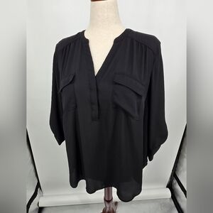 torrid Black Split-Neck Harper Utility Blouse Size 1 (1X) 6363